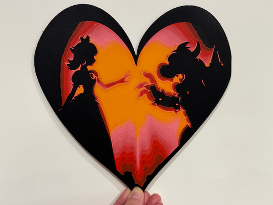 interdit l'amour princesse pêche bowser valentines mur art by jackharvest 2d valentin champignon vénéneux koopa roi décor 3d print model - Mito3D