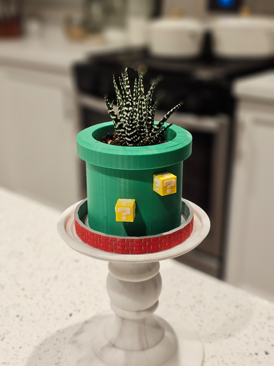 mario plant pipe small by snarrky3d household office pot super 3d print model - Mito3D