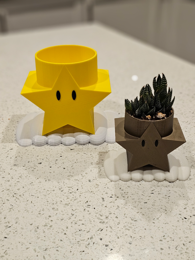 mario star plant pot by snarrky3d household office super succulent 3d print model - Mito3D