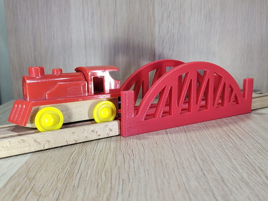 bridge track brio compatible by gekon3d toys & games tracks briobridge compatiblepart ikea ikeatrain train thomas lillabo tesco asda wood wooden woodtrack woodentrain rails woodenrails rail railsystem railtracks railings 3d print model - Mito3D