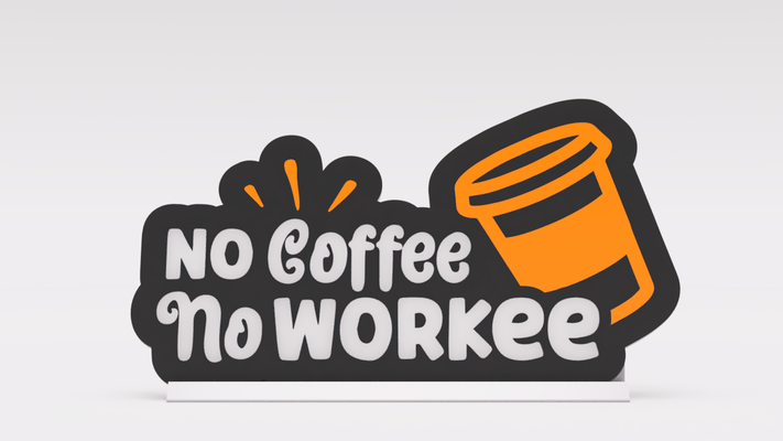 no kaffee arbeitnehmer schreibtisch rahmen by valeria momo mattia kunst zeichen logos cafe büro brechen tasse süchtig oficina tabelle spaß komisch scherz 3d print model - Mito3D