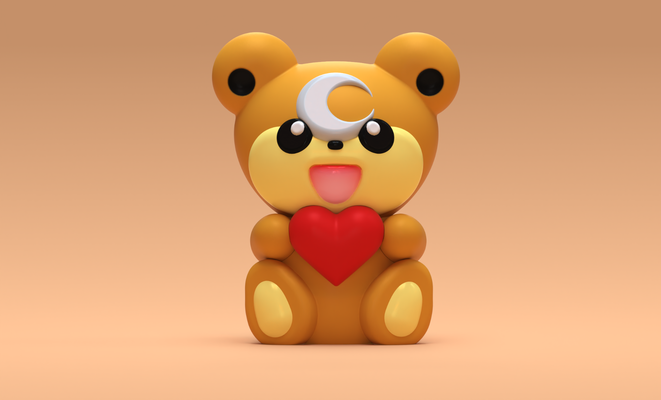 valentine's day teddiursa by wizprint3d art sculptures pokemon valentiensday heart love fun happy holiday 3d print model - Mito3D