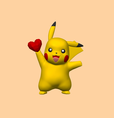 valentine pikachu - pokemon by mateibocancios toys & games characters 3d download art valentine's day love heart 3d print model - Mito3D