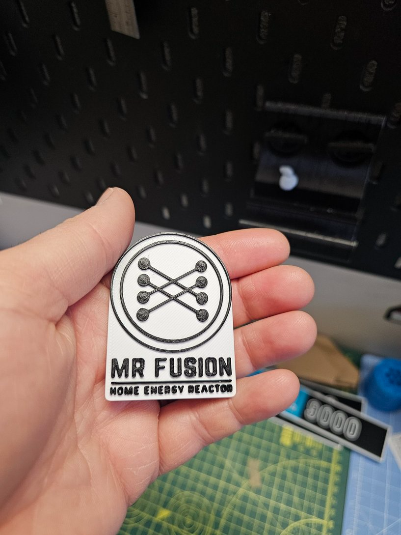 mr fusion logo back to future 2 by thisnoise art signs & logos badge delorean movie prop 3D print model - Mito3D