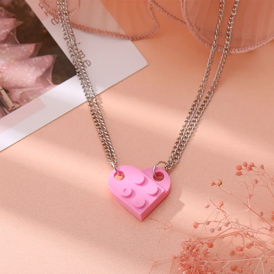 lego heart pendant by mateibocancios fashion jewelry love valentines valentine jewelery necklace 3d print model - Mito3D