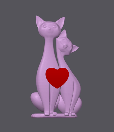 cat love by mateibocancios household decor cats heart valentine's day 3d print model - Mito3D