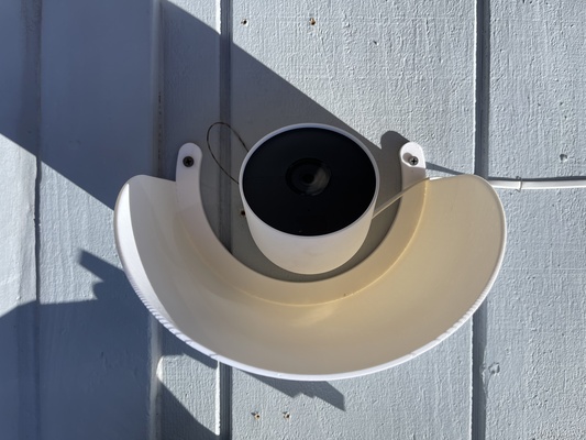 outdoor google nest security camera sun hood cover by david d household garden shield battery roof sunshield 3d print model - Mito3D