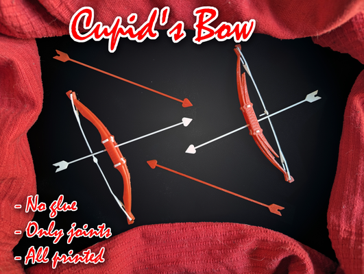 cupid's bow by andrea1211 toys & games saint valentine cupid arc love tiny toy arrow no support small contest 3d print model - Mito3D