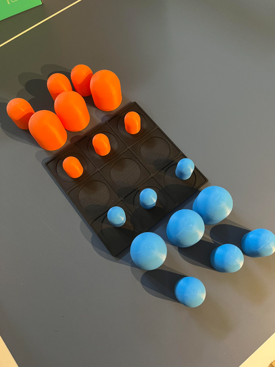 tic tac zehe by drucken bär spielzeuge spiele tafel spiel farben orange rot grün blau schwarz stücke 3d print model - Mito3D