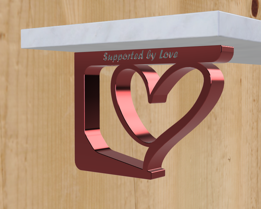 love-supported shelf by chipotle household decor office home girl woman wife bride friend person art support valentine deco wall red holder wood pine tree nature oak ful helpful schrank regal rack wand zuhause wohn zimmer wohnzimmer wohnen deko herz tag valentin valentinstag sie frau freundin 3D print model - Mito3D