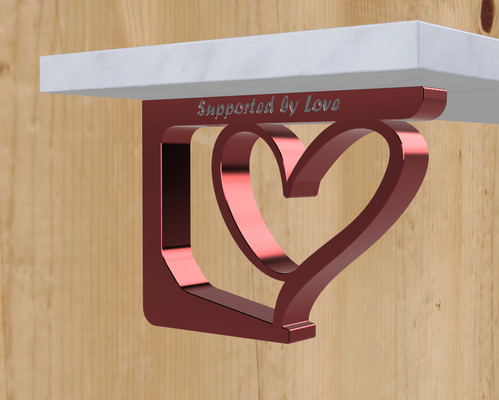 love-supported shelf by chipotle household decor office home girl woman wife bride friend person art support valentine deco wall red holder wood pine tree nature oak ful helpful schrank regal rack wand zuhause wohn zimmer wohnzimmer wohnen deko herz tag valentin valentinstag sie frau freundin 3d print model - Mito3D