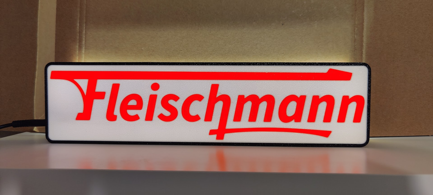 fleischmann logo lightbox by kf designs household decor modelleisenbahn light box night led 3d print model - Mito3D