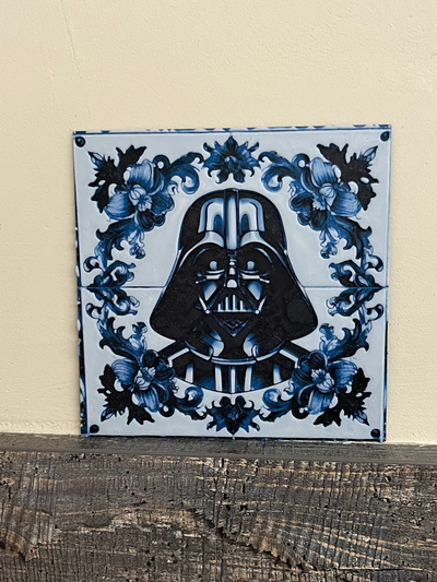 darth vader - portuguese dutch tile style hueforge by 3deekes generative 3d model & lithophane starwars blue 3d print model - Mito3D