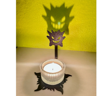 pokemon gengar candle holder- shadow projection by b-engineer household decor house light led vase diy charizard tcg bgs psa card collection 3d print model - Mito3D