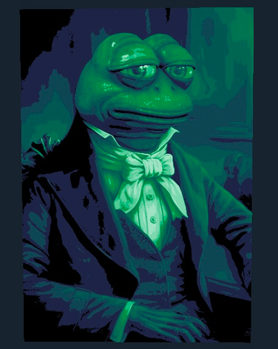 monsieur pepe grenouille peintures by créateur luxe génératif 3d modèle pixel puzzle fabricant meme teinte forger image gfx 3d print model - Mito3D