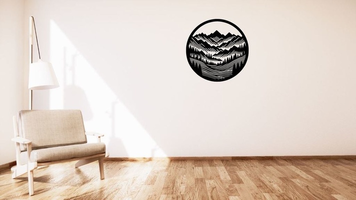 campo país parede decoração by kutnohormac arte 2d 2dart 2dwallart 3dart 3dwallart floresta casa sala minimalista montanha vale montagem 3d print model - Mito3D