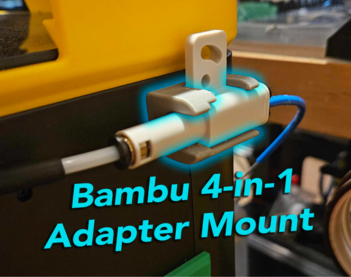 bambu 4 in 1 ptfe adaptador monte remixado by ocular dinâmico 3d impressora acessórios 4in1 tubo suporte acessório p1s x1c 3d print model - Mito3D