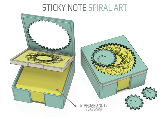 pegajoso nota espiral arte espirógrafo by 123cut casa oficina ikea accesorios lápiz bolígrafo juguete dibujo divertido publícalo 3d print model - Mito3D