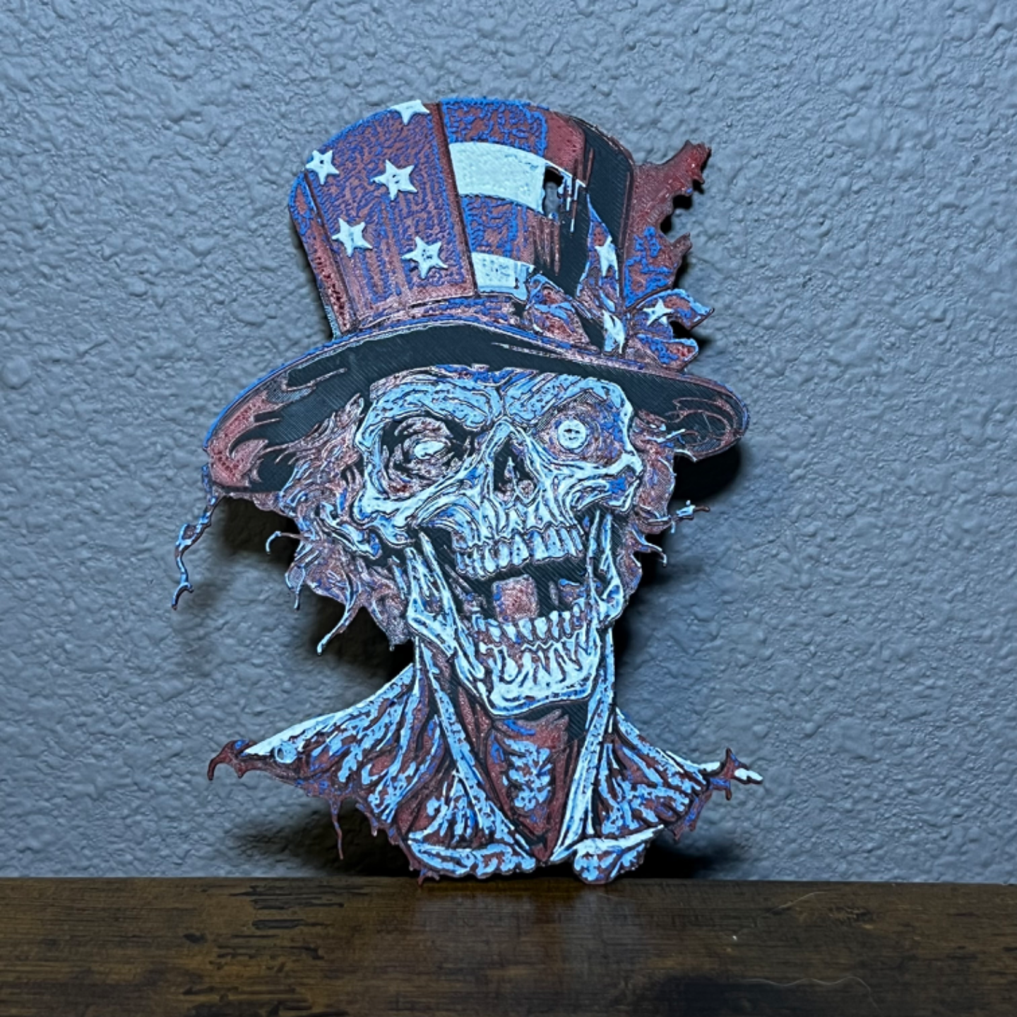 zombi tío sam by marky3d arte 2d us estados unidos america capitán bandera patriótico 3D print model - Mito3D