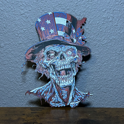 zumbi tio sam by marky3d arte 2d us eua américa capitão bandeira patriótico 3d print model - Mito3D