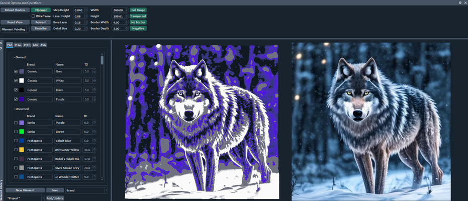 wolf in snow - hueforge by jasonxt4c generative 3d model & lithophane picture wild life animal 3d print model - Mito3D