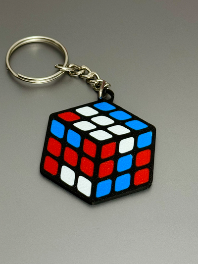 rubik cube porte clés by brk labs loisir diy rubik rubiks puzzle ams 4 couleur cadeau accessoires 3x3x3 megaminx pyraminx cerveau coloré cool conception 3d print model - Mito3D