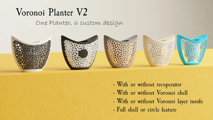 voronoi planter water recuperator by kamteix household decor planterpot design plant modern flowerpot cactusplanter vase 3d print model - Mito3D