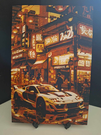 japón calle coche vehiculo tokio ciudad forja sombreros by lldj3d generativo 3d modelo litofano deco decoración pintura filamentos carreras arte pared mural logo firmar manga anime 3d print model - Mito3D