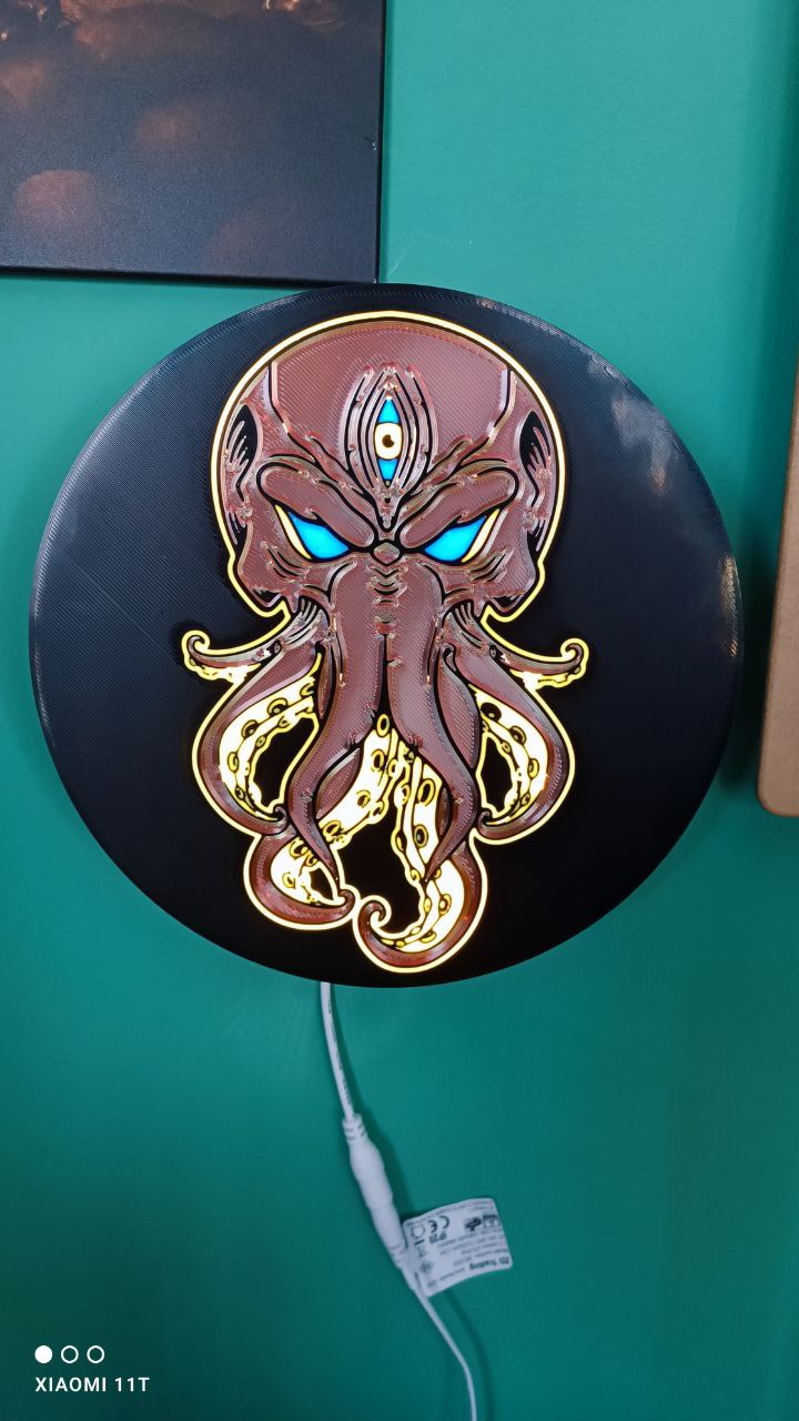 cthulhu boite lumière by ko additif labo art modèles boîte lampe monstre 3D print model - Mito3D