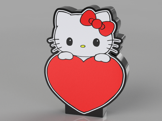 minou cœur by magie studio 3d art modèles logo hello kitty l'amour valentin ams couleurs couche lumière boite boîte led ledbox couleur fille cadeau femme petite amie easyprint 2024 3d print model - Mito3D