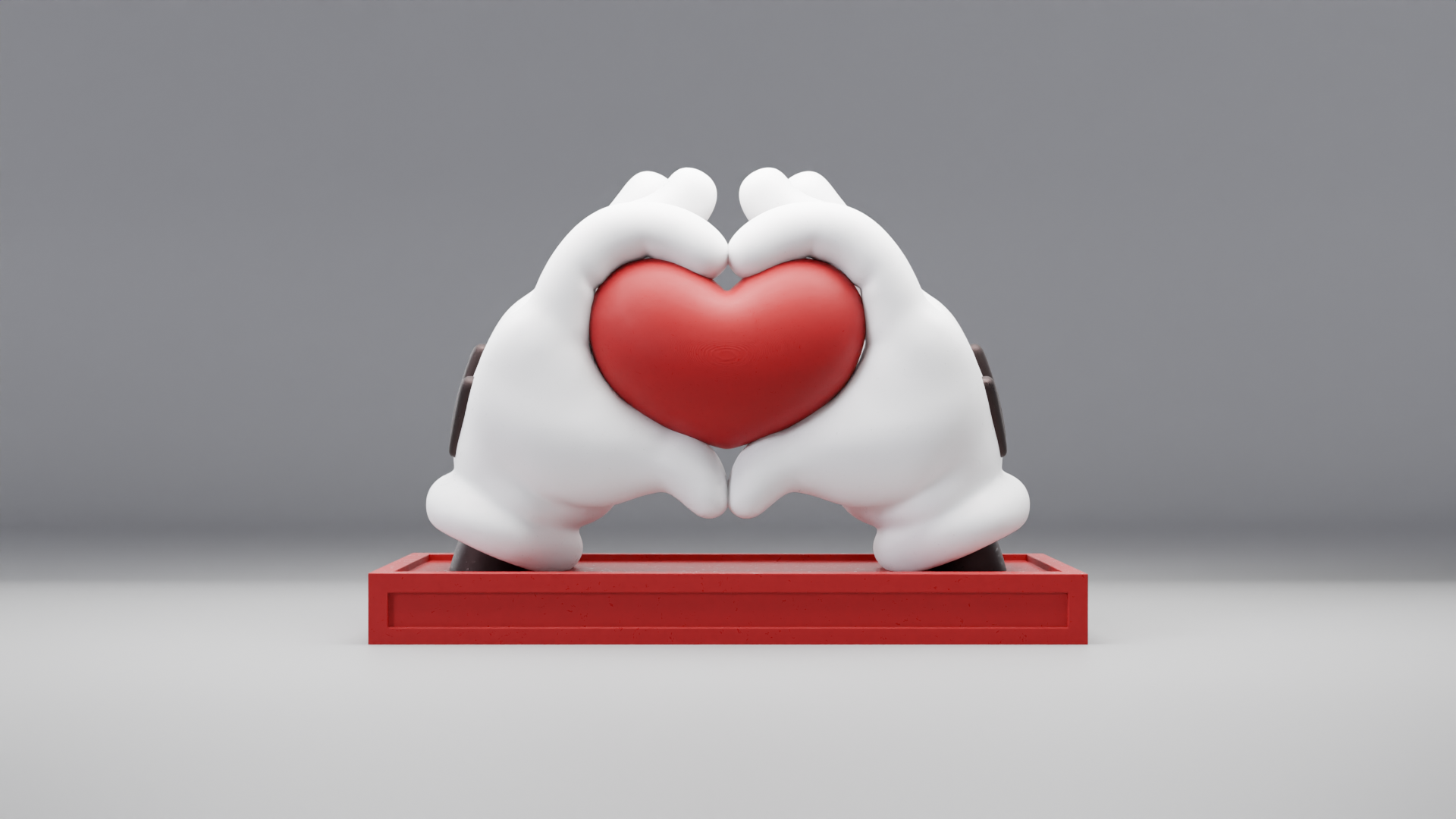 mickey manos corazón símbolo by mv diseño juguetes juegos caracteres ratón dibujos animados amor enamorado rojo blanco personaje disney estatua negro cuento hadas tv pisapapeles mesa estilizado animal corazon minnie emoji emoticon 2024 arte 3D print model - Mito3D