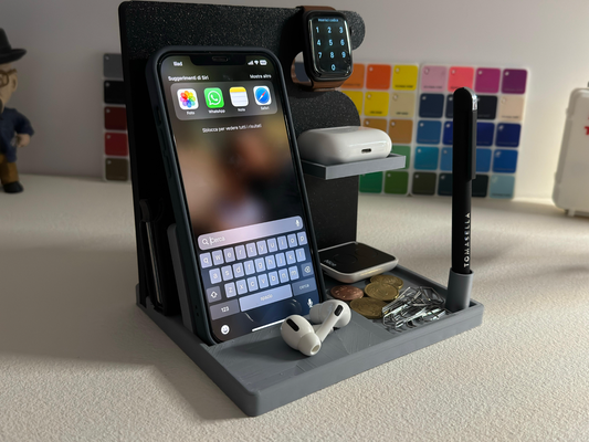 v1 1 aktualisieren led schreibtisch veranstalter taschenleerer by francesco84 haushalt büro a1 container stift iphone stand airpods geld schlüssel p1s lampe licht 3d print model - Mito3D