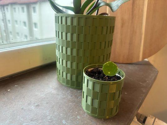 tisser inspiré plante pots by dépendre ménage jardin récipient pot 3d print model - Mito3D