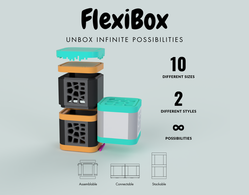 flexibox by michael haushalt dekor box veranstalter fall mantel diy voronoi kiste modular stapelbar lager joint tablett modern organisation verbinder zeitgenössisch elegant stilvoll vielseitig austauschbar 3d print model - Mito3D