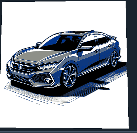 honda civic - hueforge by redline art 2d car sedan blue 3D print model - Mito3D