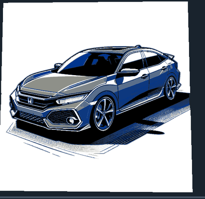 honda civic - hueforge by redline art 2d car sedan blue 3d print model - Mito3D