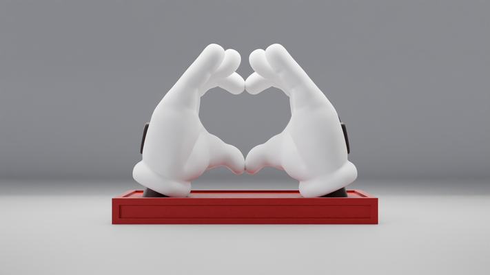 mickey hands - heart symbol real remixed by mv design toys & games characters minnie mouse valentines day character disney cartoon comix black white red valentine love 2024 art emoji emoticon hear 3d print model - Mito3D