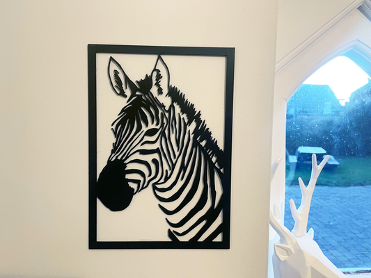 zebra mauer kunst by hirsch 3d haushalt dekor tier zuhause haus tiere safari bild 3d print model - Mito3D