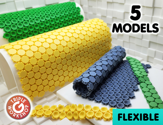 flexible circle fabric 5 sizes by triplegworkshop 3d printer test models hexagon tile printed link chain benchmark printinplace easy interlocking shape button multipart nasa cloth sheet sphere nosupport pip pnp dot chainmail fidget toy mesh 3d print model - Mito3D