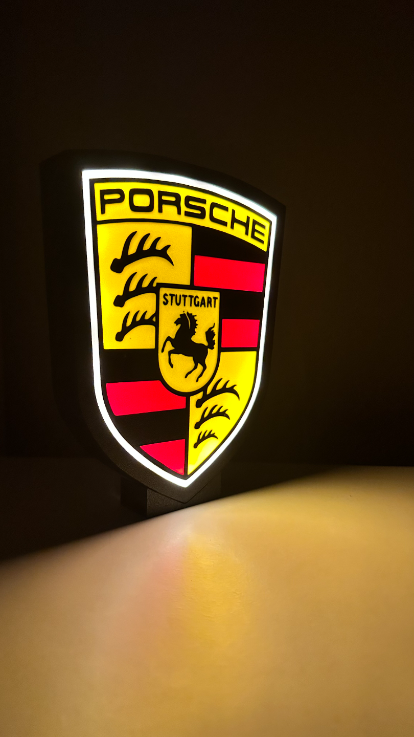 porsche logo lightbox by michal 3dtisk arte segni loghi luce scatola macchina ledstrip 3D print model - Mito3D