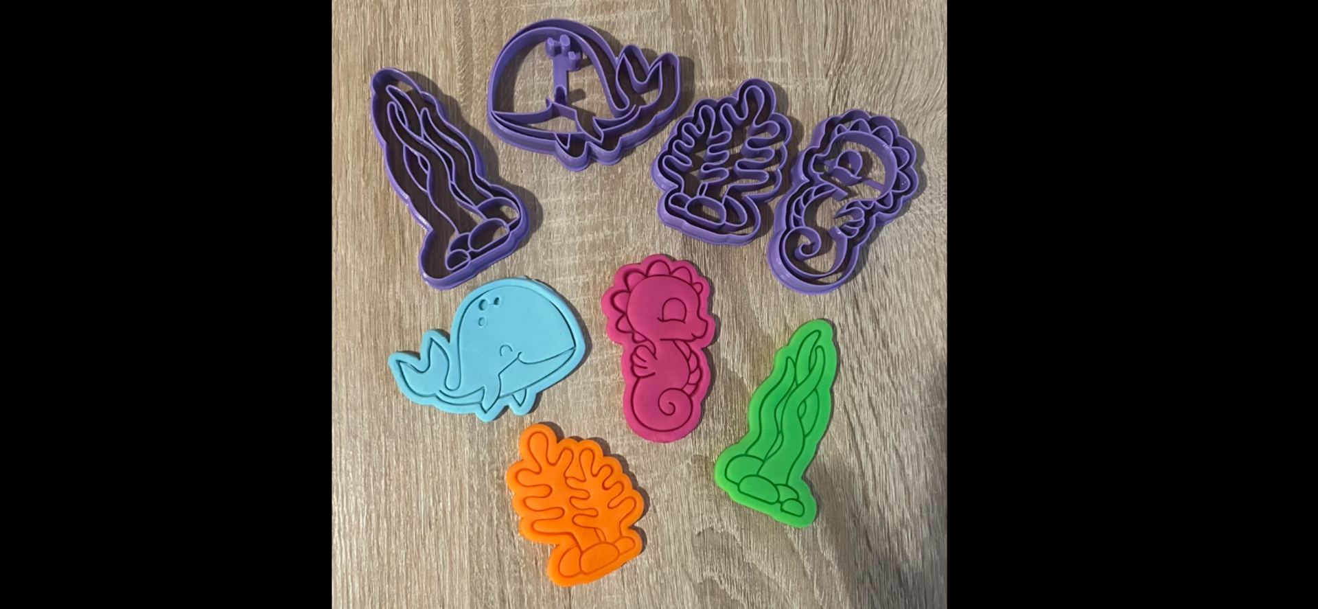 oceano biscoito cortadores by amalteia casa modelos cortador molde bolachas cavalo marinho baleia coral mar selos argila polímero fimo 3D print model - Mito3D