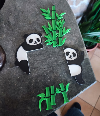 pandalar bambu ışık değiştirmek tasarım by ladamtla ev halkı dekor duvar oda dekoru anahtarı eu us baba panda hayvan şirin 3d print model - Mito3D