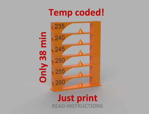 petg temperatura torre 235 up to 260 by microproch 3d impresora prueba modelos temptower calibración impresión 3d print model - Mito3D