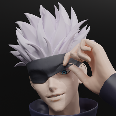 satoru gojo fan art by basso nicholas sculptures jujutsu jjk jujustu kaisen 3d print model - Mito3D