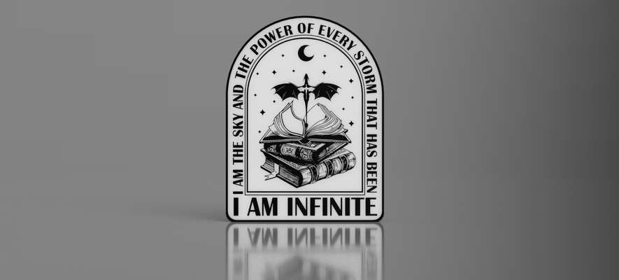 i am infinite light box by confident kitty art signs & logos dragon book fourth wing fourthwing read reader reading fantasy 3d print model - Mito3D