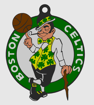 boston celtics keychain by diogooreis art signs & logos logo nba key basket basketball 3d print model - Mito3D