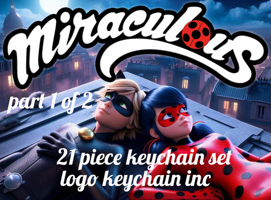 miraculous 21 piece set keychain necklace charm 1 of 2 free commercial by dominator334 fashion jewelry lady bug cat noir cartoon fun love keyring keyrings keychains key ring rings chain chains kid kids kidstoy child children charms pendant ams ready happy gift gifts boy boys girl girls 3d print model - Mito3D