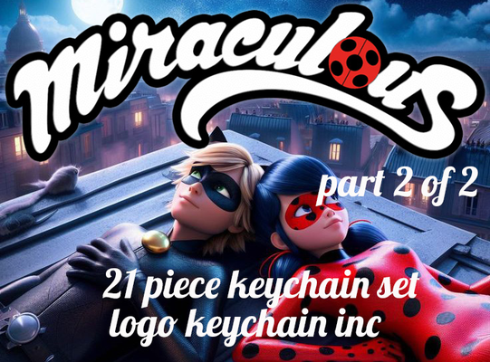 miraculous 21 piece set keychain necklace charm 2 of free commercial by dominator334 fashion jewelry lady bug cat noir cartoon fun love keyring keyrings keychains key ring rings chain chains kid kids kidstoy child children charms pendant ams ready happy gift gifts boy boys girl girls 3d print model - Mito3D