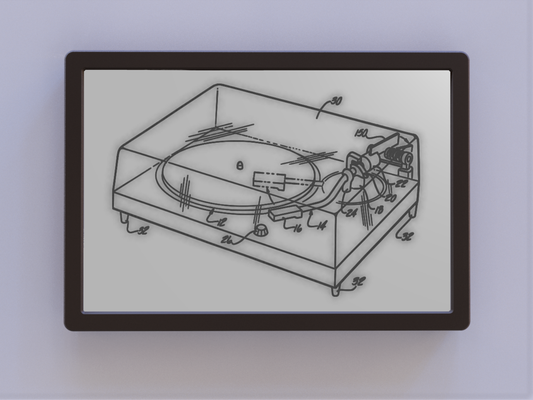 turntable patent art by ken mills 2d patentart record player 3d print model - Mito3D