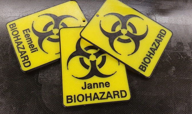 biohazard plate a text by janne art signs & logos 3d print model - Mito3D